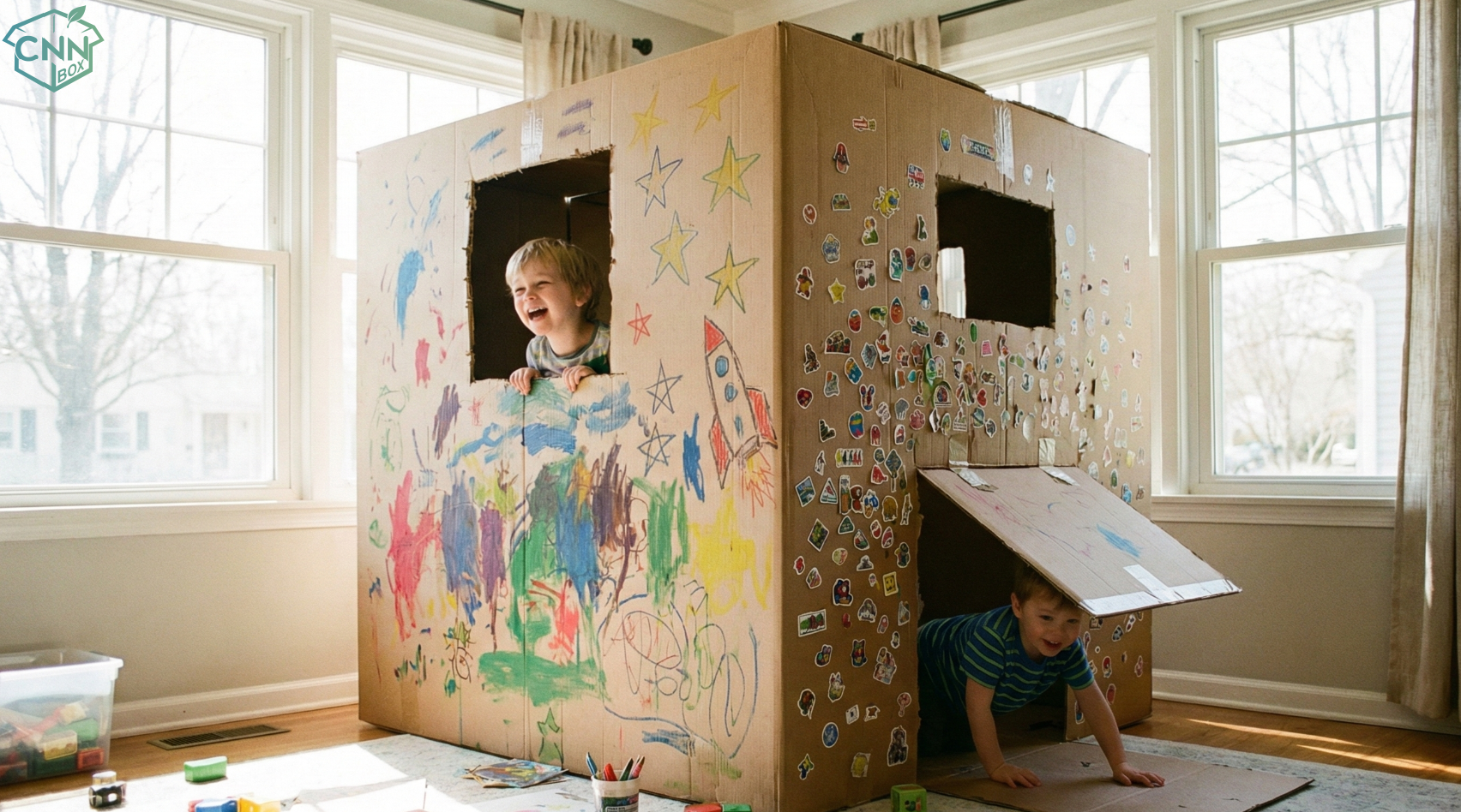 reusing corrugated box idea for kids play