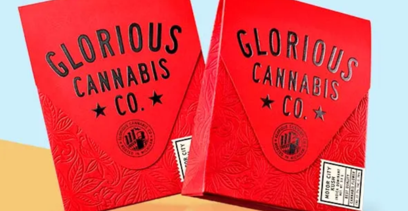 High-end cannabis box with tactile debossed leaf patterns