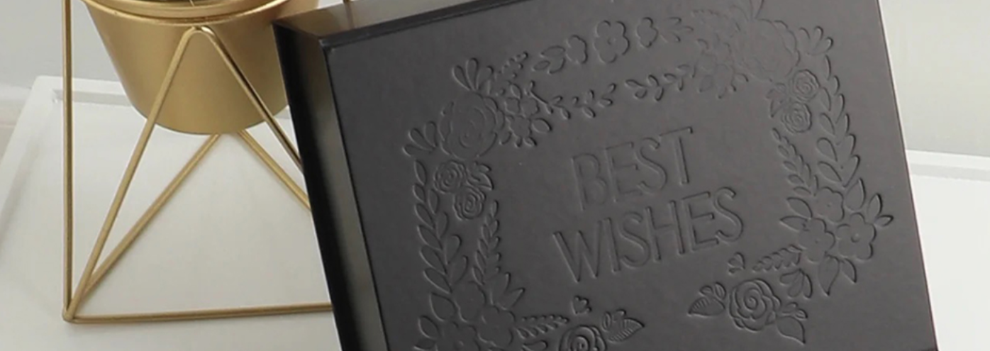 Debossed logo on thick rigid box for luxury items